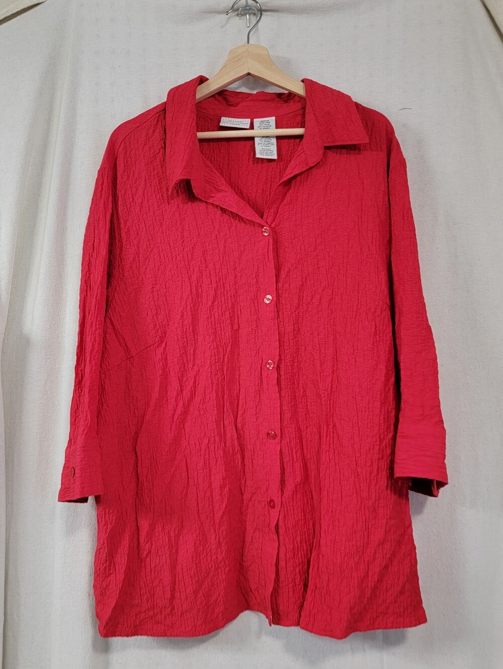 White Stag Pink Crinkled Button-Front  Shirt Size 22W/24W